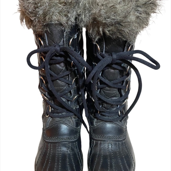 Sorel Tofino II Black Waterproof Insulated Faux Fur Winter Snow Boots Size 7 - Picture 2 of 6